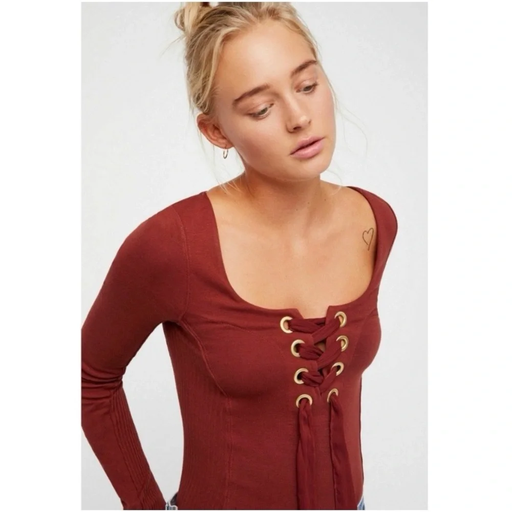 Free People Looking Back Lace Up Top